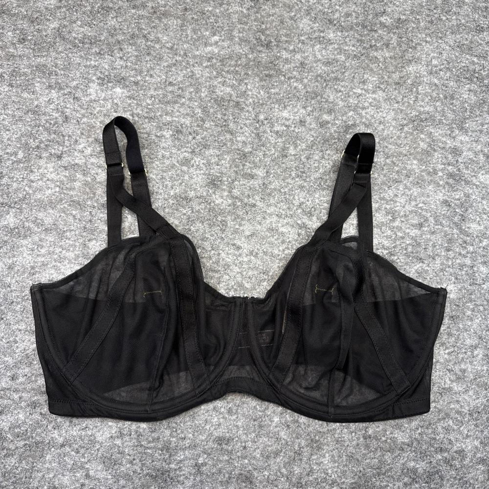 Victorias Secret very sexy balconette underwire bra women's 38DDD‎ black sheer